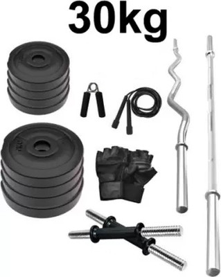 L'AVENIR Fitness 30KG PVC Plates Dumbbell Set + FITNESS ACCESSORIES Adjustable Dumbbell(30 kg)
