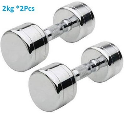 GYM KART (2 Kg X 2 Pcs) Jumbo Exclusive Steel Chrome Fixed Weight Dumbbell(4 kg)