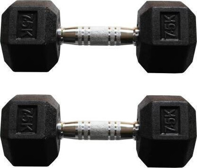 HouseOfCommon Pair of 7.5Kg ( X 2) Hexa Rubber Coated Fixed Weight Dumbbell(7.5 kg)