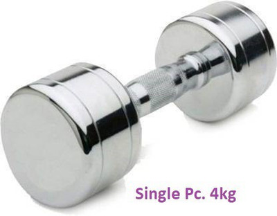 GYM KART Set of (4 Kg X 1 Pc) Jumbo Quality Steel Chrome Plated Fixed Weight Dumbbell(4 kg)