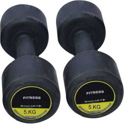 wWAR Pair of 5Kg (5Kg X 2pc) Rubber Dumbbell Fixed Weight Dumbbell(10 kg)
