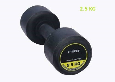 GYM KART Exclusive (2.5Kg X Pc1) Quality Rubber Dumbbell Fixed Weight Dumbbell(2.5 kg)