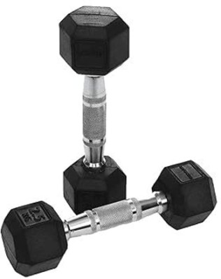 Fitdex Set Of 2.5KG X2 HEXAGON Shape Premium Solid Rubber Dumbbell, Fixed Weight Dumbbell(5 kg)