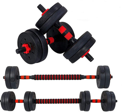IRIS Fitness Dumbbell Barbell Set With Connecting Rod, Plates and Collars Adjustable Dumbbell(16 kg)
