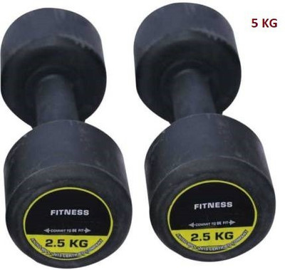 GYM KART Exclusive (2.5Kg X 2 Pcs) Premium Rubber Dumbbell Fixed Weight Dumbbell(5 kg)