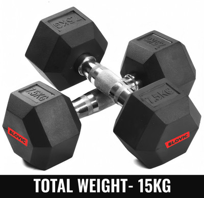 SLOVIC Dumbbells Set for Home Gym | 7.5 kg | Set of 2 Fixed Weight Dumbbell(15 kg)