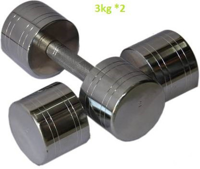 GYM KART Premium Quality Set of (2 x 3kg) Steel Dumbbell Fixed Weight Dumbbell(6 kg)