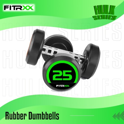 FITRXX Set Of 25KGX2 High Quality Rubber Professional Bouncer Fixed Weight Dumbbell(25 kg)