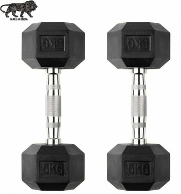 HouseOfCommon Rubber Coated Hexa Set For Men & Women Professional Exercise Fixed Weight Dumbbell(5 kg)