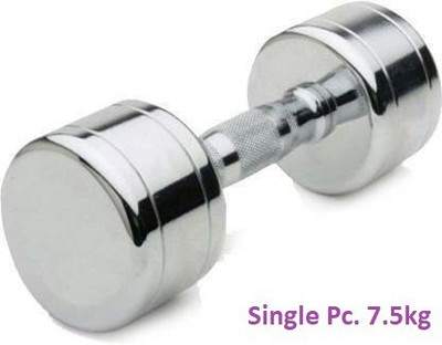 GYM KART Set of (7.5 Kg X 1 Pc) Jumbo Quality Steel Chrome Plated Fixed Weight Dumbbell(7.5 kg)