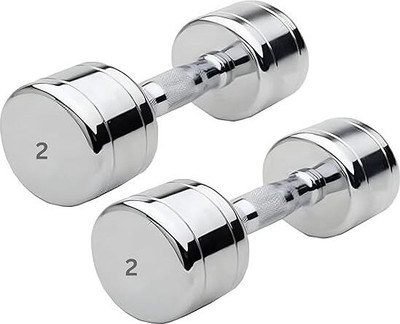 HouseOfCommon Sports Stainless Steel Dumbbells Set (2 kg X 2 = 4 Kg) ( Silver ) Fixed Weight Dumbbell(4 kg)
