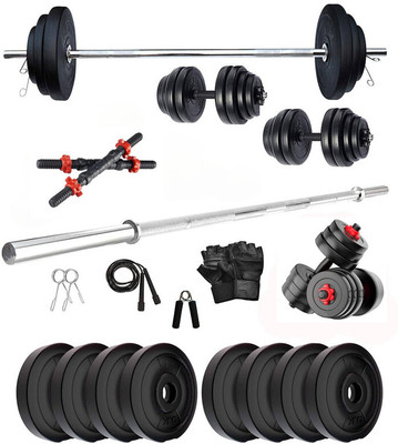 Andfit 30 kg 30kg Gym Kit: 3 Straight Rod & Dumbbell Rods Adjustable Dumbbel With Accessories Home Gym Combo