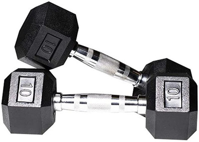 HouseOfCommon 20kg Rubber Coated Professional Hex Dumbbell Set Fixed Weight Fixed Weight Dumbbell(20 kg)