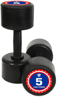 yash fitness Captain America Style Black Rubber Dumbbells 5kgX 2 Dumbbells Fixed Weight Dumbbell(10 kg)