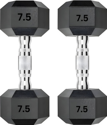 HouseOfCommon ® Hexa Dumbbells (7.5 kg), Fitness Heavy Duty Solid Fixed Weight Dumbbell(7.5 kg)