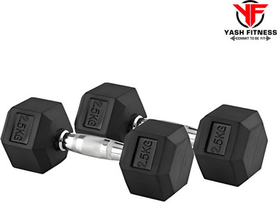 yash fitness Rubber Coated Hexa Dumbbell Set For Men & Women 2.5 Kg Pair Fixed Weight Dumbbell(2.5 kg)