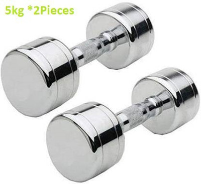 GYM KART Exclusive Set of (5 Kg X 2 Pcs) Premium Steel Chrome Fixed Weight Dumbbell(10 kg)