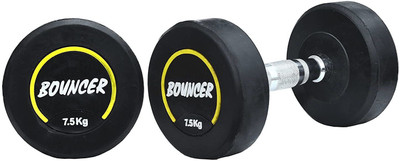 Explode 7.5KGX2 High Quality Rubber Professional Bouncer Dumbbells (Yellow Bouncer) Fixed Weight Dumbbell(15 kg)