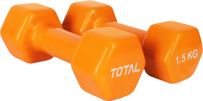 total sports and fitness Vinyl Dumbbell Set , 1.5 Kg Pair Vinyl Coated Non-Slip Weight Fixed Weight Dumbbell(3 kg)