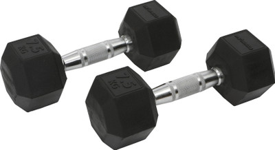 COUGAR Hexa Dumbbells 7.5Kg Pair Rubber Coated Professional Hexa Dumbbell Fixed Weight Dumbbell(15 kg)