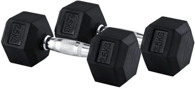 FITRXX HEXA DUMBBELL |STEEL IRON RUBBER COATED FULL BODY WORKOUT (Set of 2) Fixed Weight Dumbbell(2.5 kg)