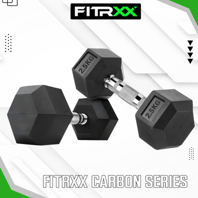 FITRXX HEXA |STEEL IRON RUBBER COATED 2.5 KG PAIR Fixed Weight Dumbbell(2.5 kg)