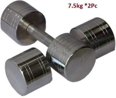 GYM KART (7.5 Kg X 2 Pcs) Premium Quality Steel Chrome Plated Fixed Weight Dumbbell(15 kg)