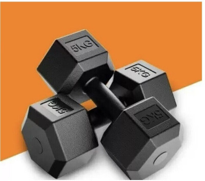HouseOfCommon HouseOfCommon_PVC SetPair, Hex Dumbbells, Home Gym 5KGS X 2PCS (5 kg) Fixed Weight Dumbbell(10 kg)