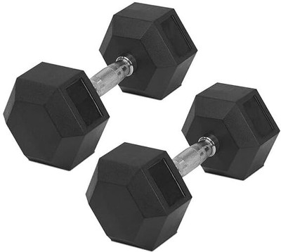 VITAL SPORTS CLUB Hexa Dumbbell Pair | Rubber Coated | 2.5Kg Each | Non-Slip Grip Fixed Weight Dumbbell(5 kg)