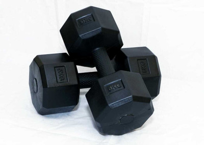 HOC NSP Plastic Hex-Dumbells pair 5KG each Fixed Weight Dumbbell(10 kg)