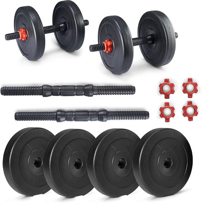 STARX 10 kg PVC Plates Dumbbells set Red Black Home Gym Combo