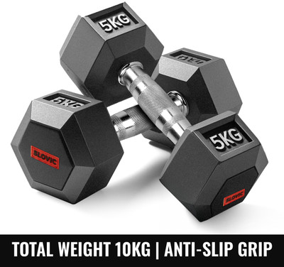 SLOVIC Dumbbells Set for Home Gym | 5 kg | Set of 2 Fixed Weight Dumbbell(10 kg)