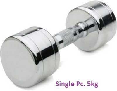 GYM KART Set of (5 Kg X 1 Pc) Jumbo Quality Steel Chrome Plated Fixed Weight Dumbbell(5 kg)