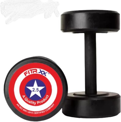 FITRXX Captain America Style Black Rubber Dumbbells 2.5kgX 2 Dumbbells Fixed Weight Dumbbell(2.5 kg)