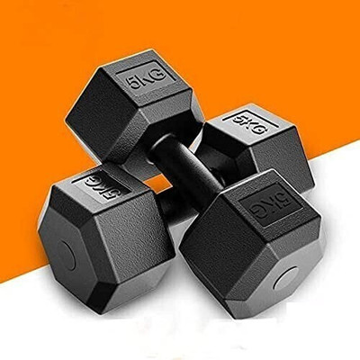 HOC Best Quality PVC Set 5KGS X 2 PCS, 1 Pair Dumbbells, Hex Dumbbells, Fixed Weight Dumbbell(5 kg)