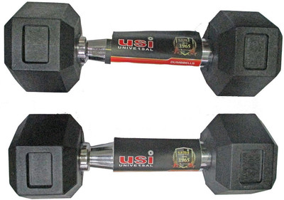 USI UNIVERSAL Dumbbells, Hex Dumbbell Set, Hexagon Rubber Dumbbells (HDB) 2.5 Kg Fixed Weight Dumbbell(2.5 kg)