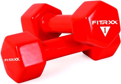 FITRXX Vinyl Dumbbell for Men & Women Full Body Workout (Pack of 2) Fixed Weight Dumbbell(1 kg)