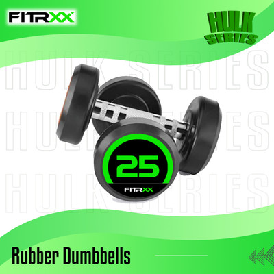 RAWFIT Set Of 25KGX2 High Quality Rubber Professional Bouncer Fixed Weight Dumbbell(25 kg)