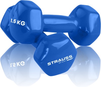 Strauss (1.5 Kg x 2) Vinyl Coated Dumbells For Gym & Workout, 1.5Kg each, Pair, (Blue) Fixed Weight Dumbbell(3 kg)