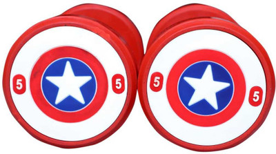 gamers hub Captain America Rubber Coated Dumbbell (5 kg) (Set of 2) | Fixed Weight Dumbbell Fixed Weight Dumbbell(10 kg)