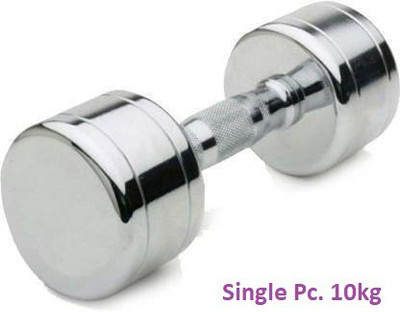 GYM KART Set of (10 Kg X 1 Pc) Jumbo Quality Steel Chrome Plated Fixed Weight Dumbbell(10 kg)