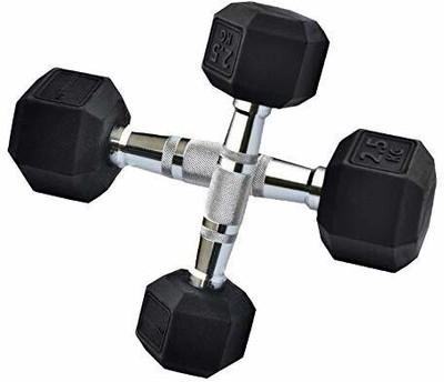 COUGAR Hexa Dumbbells, 2.5Kg Pair Rubber Coated Professional Hex Dumbbell Set Fixed Weight Dumbbell(2.5 kg)