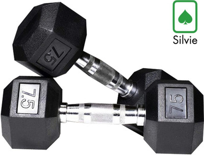 HouseOfCommon Hex Dumbbell, 7.5 kgs, Pack of 2, Rubber Coated (For Men & Women) Fixed Weight Dumbbell(15 kg)