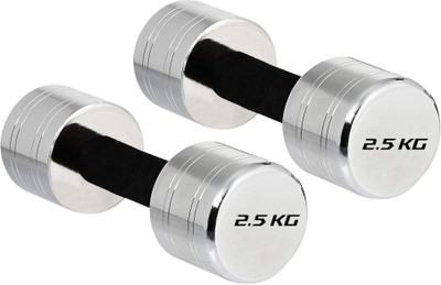 Kizlo 2.5Kg X 2 Set of Chrome Coated Steel Dumbbells For Gym Fixed Weight Dumbbell(5 kg)