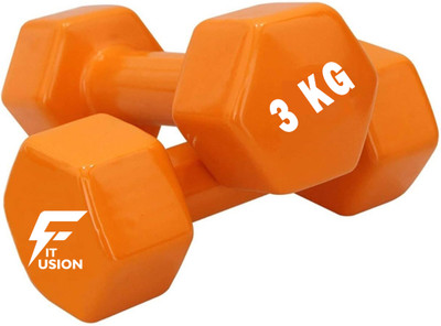 Fit Fusion Vinyl Dumbbells – Premium Grip, Anti-Slip & Durable for Home and Gym Fixed Weight Dumbbell(3 kg)