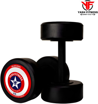 yash fitness Captain America Style Black Rubber Dumbbells 2.5kgX2 Dumbbells Fixed Weight Dumbbell(2.5 kg)