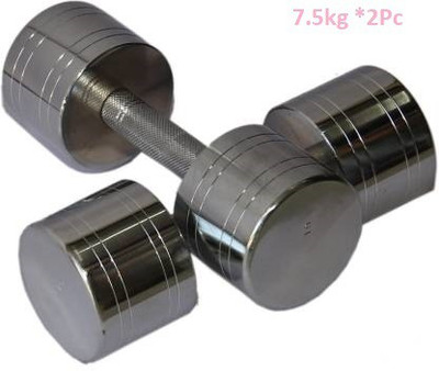 GYM KART Premium Set of (7.5 Kg X 2 Pcs) Steel Chrome Plated Fixed Weight Dumbbell(15 kg)