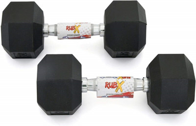 RUBX Rubber Coated Professional Exercise Hex Dumbbells 4kg (Pack of Two) Fixed Weight Dumbbell(8 kg)
