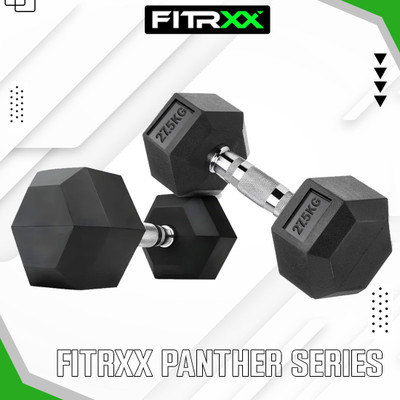 RAWFIT HEXA DUMBBELL |STEEL IRON RUBBER COATED 27.5 KG PAIR Fixed Weight Dumbbell(27.5 kg)