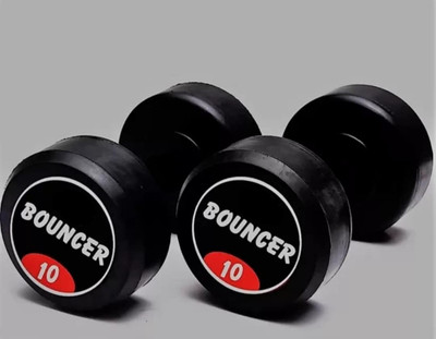 Kiraro Bouncer Style Black Rubber 10KG X 2 Fixed Weight Dumbbell(20 kg)